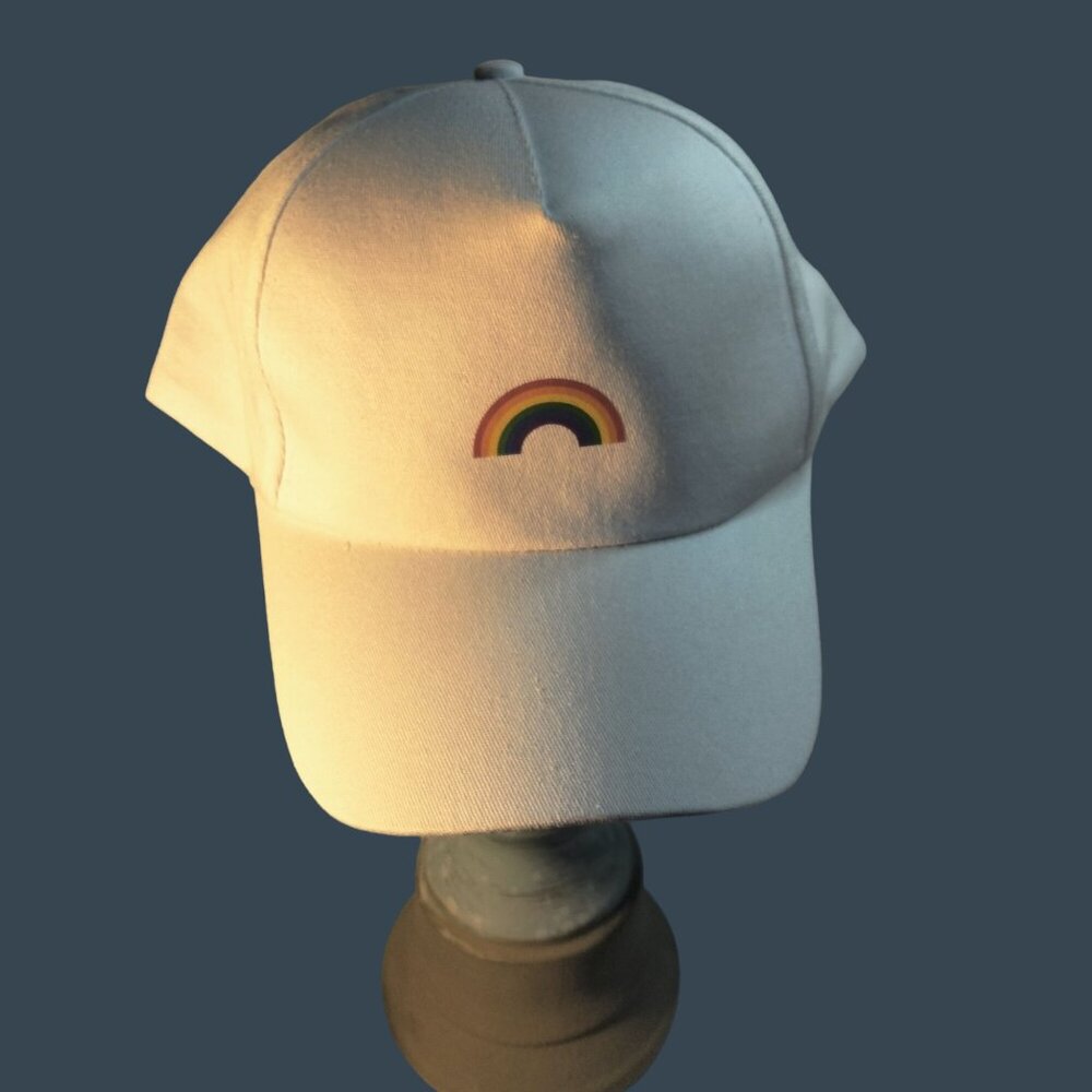 Pride Rainbow Ball Cap Hat White Rainbow Brim LGBTQ Gay Pride - Picture 4 of 8